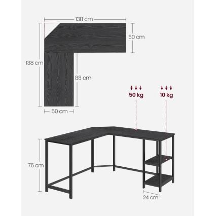 Ъглово бюро SOLEA, черно