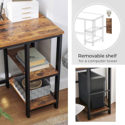 Ъглово бюро SOLEA кафяво/черно