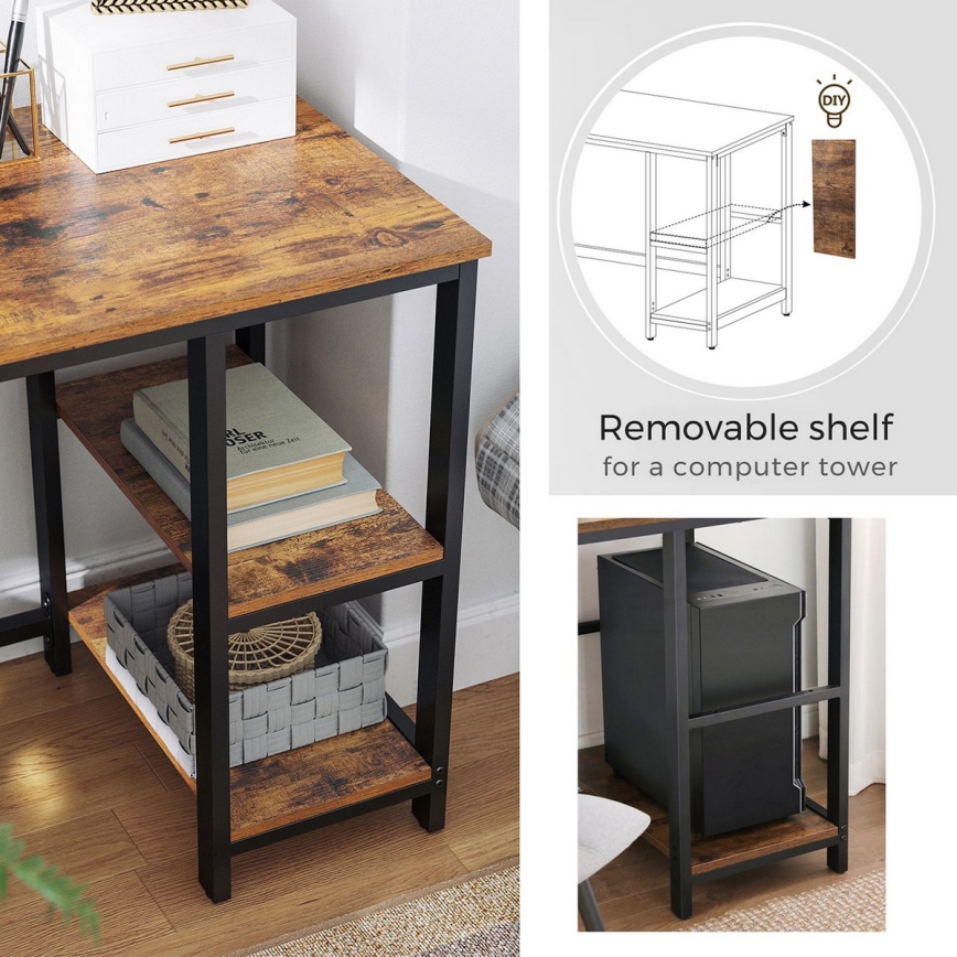 Ъглово бюро SOLEA кафяво/черно