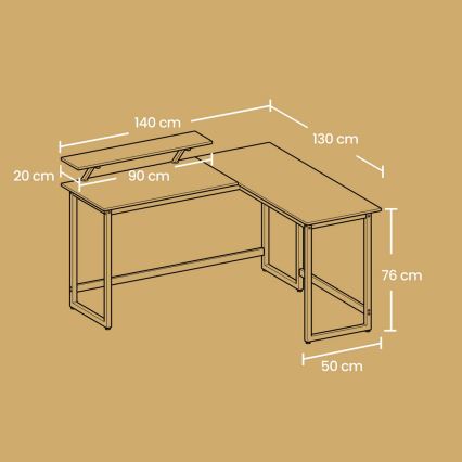 Ъглово писмено бюро SOLEA, черно