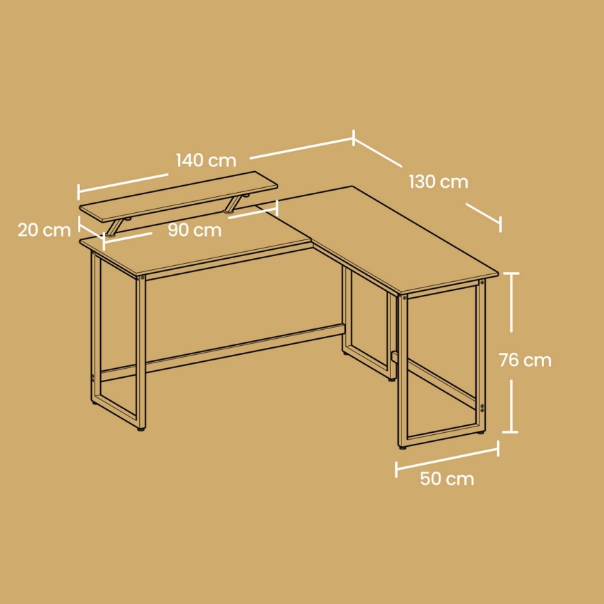 Ъглово писмено бюро SOLEA, черно