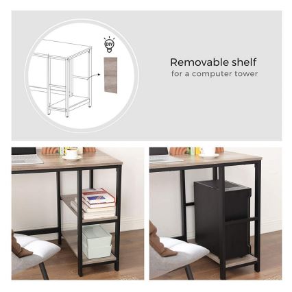 Ъглово писмено бюро SOLEA кафяво/черно